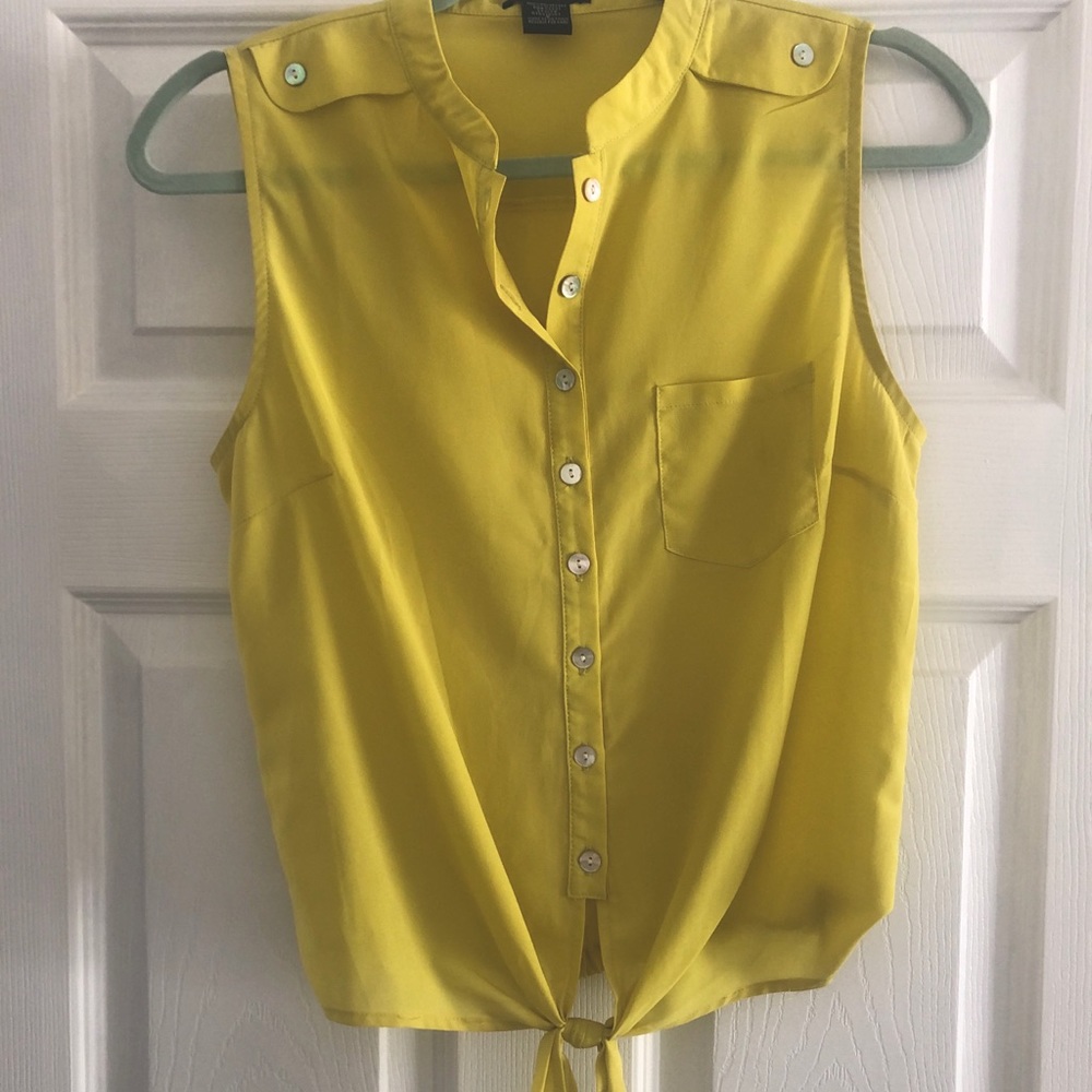 Yellow button down tank